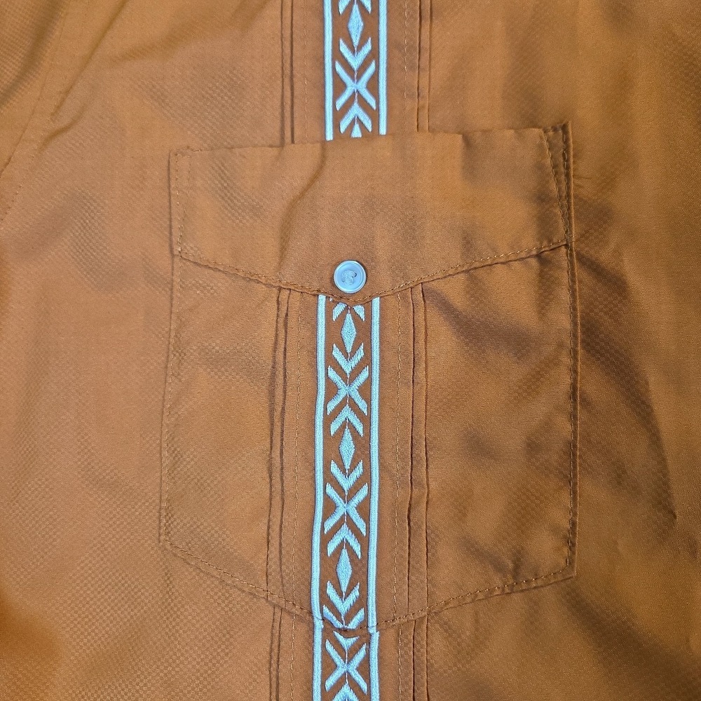 Texas Standard Tejas Guayabera Shirt Mens XL Burnt Orange UT Color Austin Vented - Picture 5 of 14